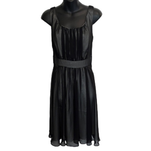 White House Black Market black sheer overlay dress size 10 - Picture 1 of 7